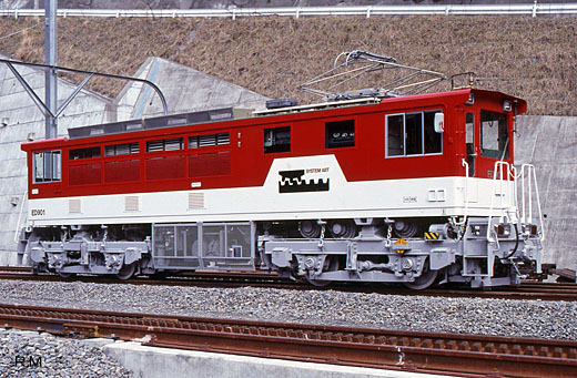 An Oigawa Railway ED90 type Abt system electric locomotive. A 1990 appearance.