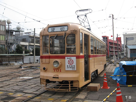 The 700 type streetcar of Nagasaki Electric Tramway. Cause Tokyo streetcar. A 1955 debut.