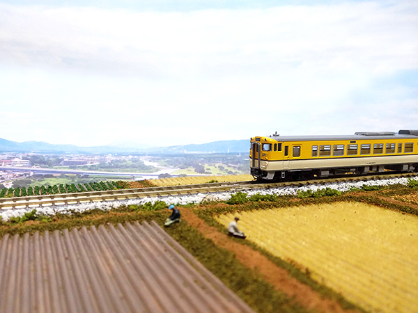 ローカル線　一畑電車高浜駅　粟津稲生神社　Nゲージ　ジオラマ　展示台　鉄道模型