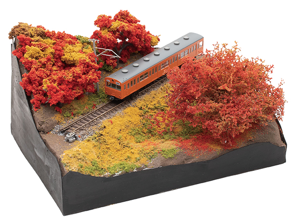 Nゲージ 「秋晴れの踏切風景」 ジオラマ 完成品 模型 ジオコレ - 模型 