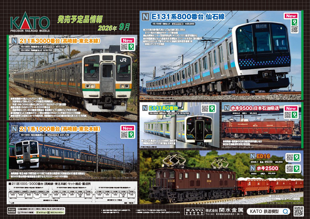 E131系800番代にアメリカ型「パイオニア・ゼファー」が新登場 KATO鉄道模型 予定品発表！