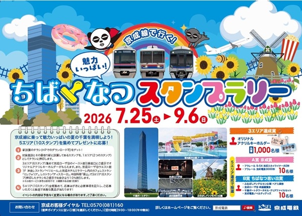 【京成電鉄】千葉の夏を鉄道で巡る！「ちばなつスタンプラリー」開催